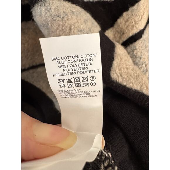 Lucky Brand Geometric Print Fuzzy Asymmetrical Open Front Cardigan Sweater Small - Picture 6 of 6